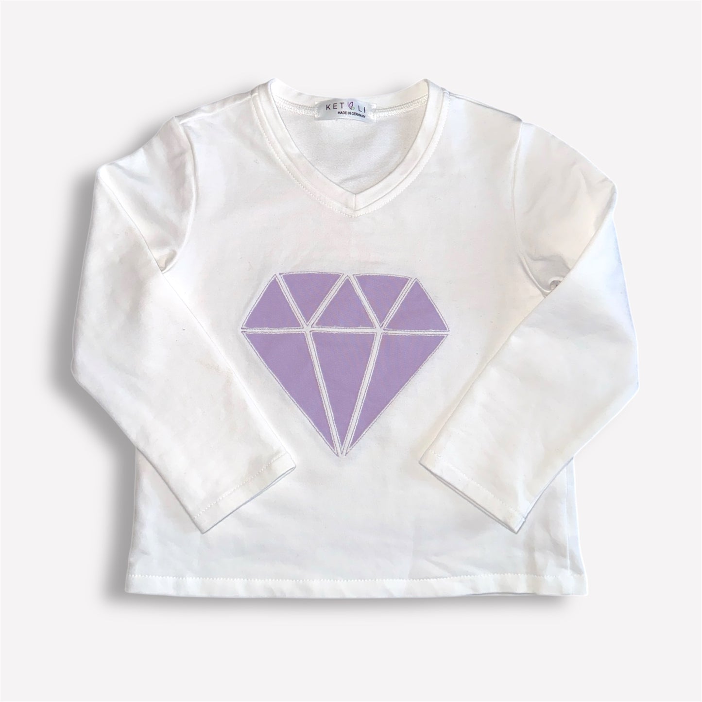 Langarmshirt mit Diamant-Applikation – Flieder