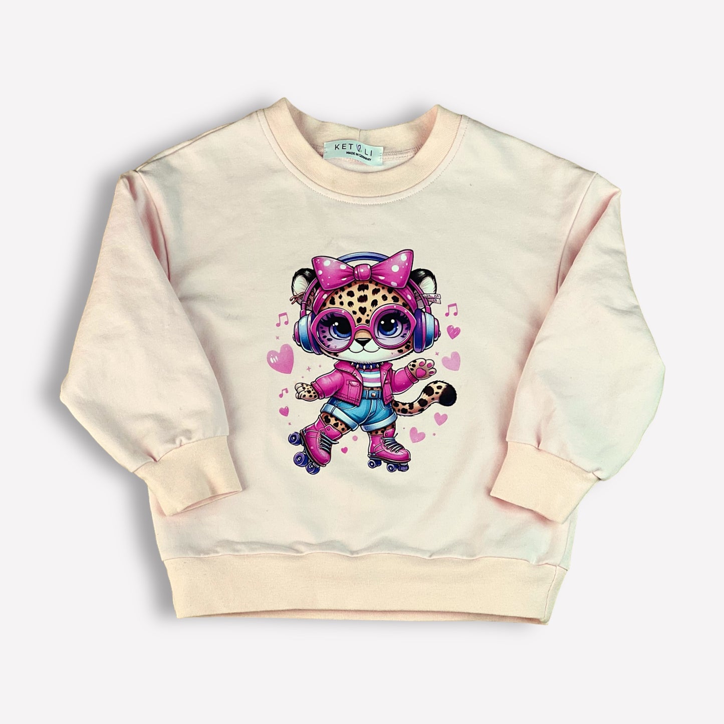 Mädchen Leopard-Print Sweatshirt in Zartrosa