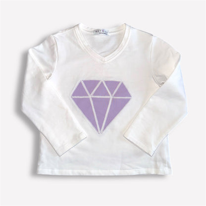 Langarmshirt mit Diamant-Applikation – Flieder
