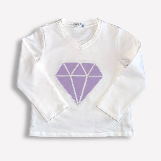 Langarmshirt mit Diamant-Applikation – Flieder
