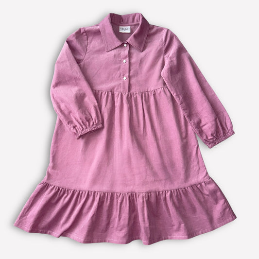 Kinderkleid aus Feinkord – Lavendel Rose