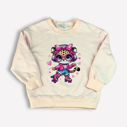 Mädchen Leopard-Print Sweatshirt in Zartrosa