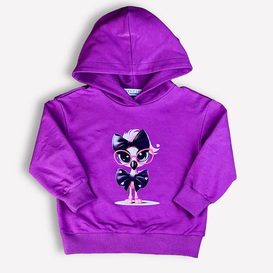 Flamingo-Print Mädchen-Hoodie in Lila