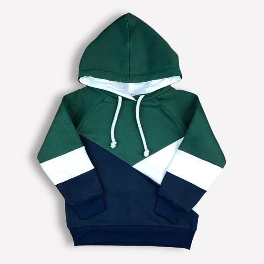 Trio Hoodie Dunkelgrün (angeraut)