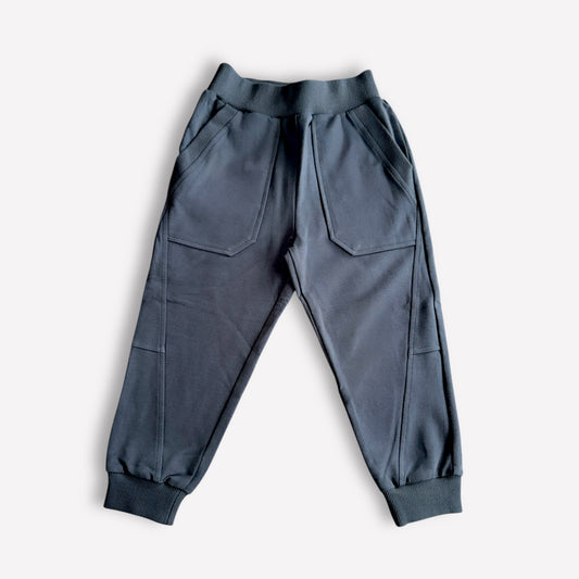 Nachhaltige Jogginghose Kinder in Grau, French Terry, mit Taschen