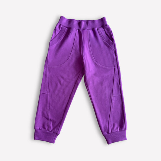 French Terry Jogginghose für Mädchen in kräftigem Violett, handgemacht in Berlin, nachhaltig & bequem