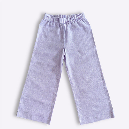 Leichte Leinenhose für Mädchen in Lavendel, handgemacht in Berlin, nachhaltig & bequem