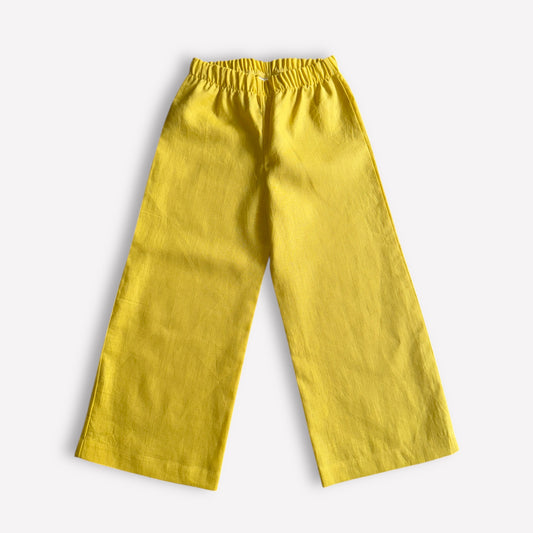 Leichte Leinenhose für Mädchen in Gelb, nachhaltig & handgemacht in Berlin
