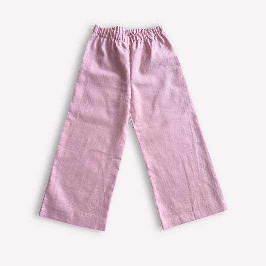 Leichte rosa Leinenhose für Mädchen, handgemacht in Berlin aus Bio-Leinen, nachhaltig & luftig